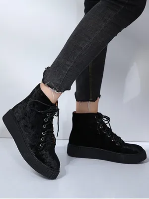 Gorgeous Tie Up Faux Suede Ankle Boots