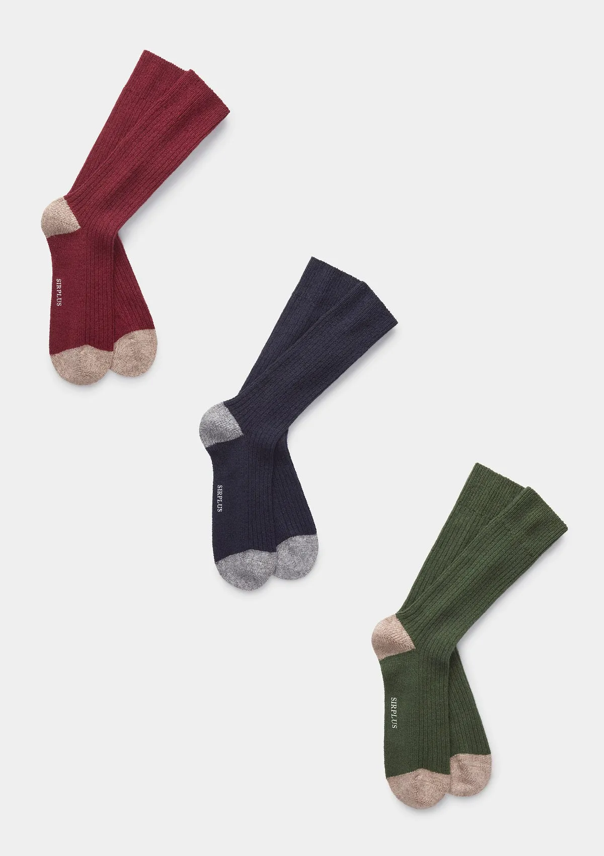 Green & Oatmeal Wool Cashmere Blend Socks