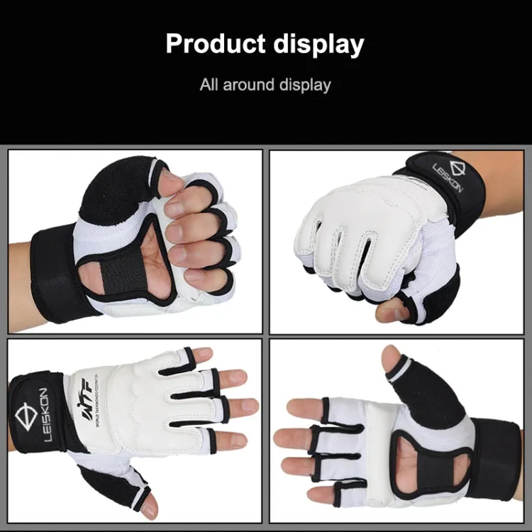 Half Fingers Adults Sandbag Training Boxing Gloves PU Leather Fitness Sparring Taekwondo Gloves, SIZE:S