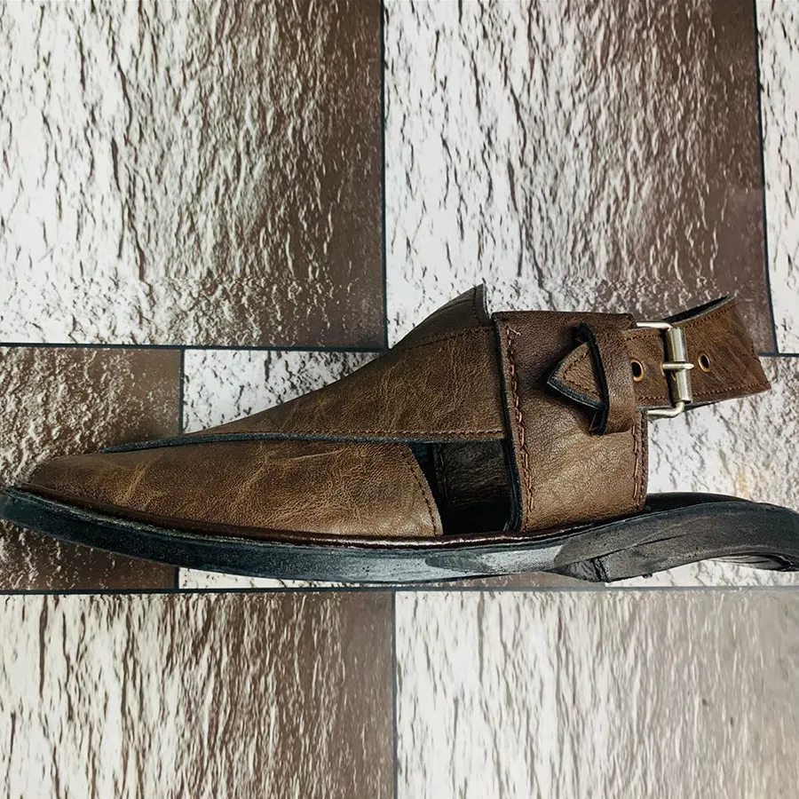 Handmade Dark Brown Leather Sandals