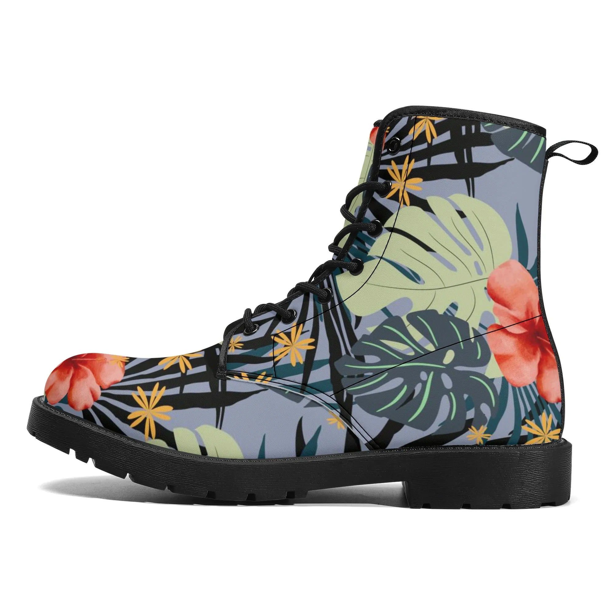 Hawaiian Hibiscus Women's Leather Boots