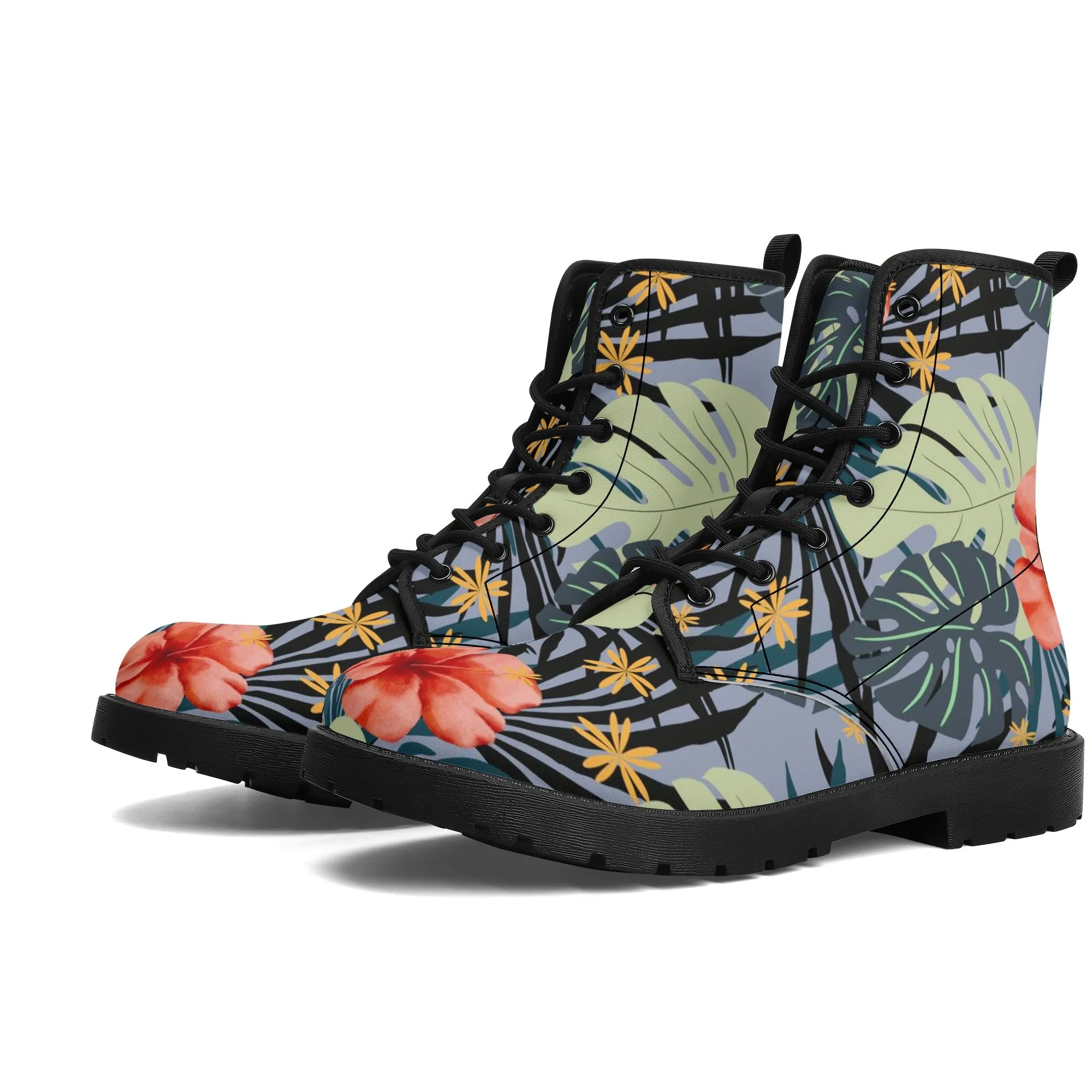 Hawaiian Hibiscus Women's Leather Boots