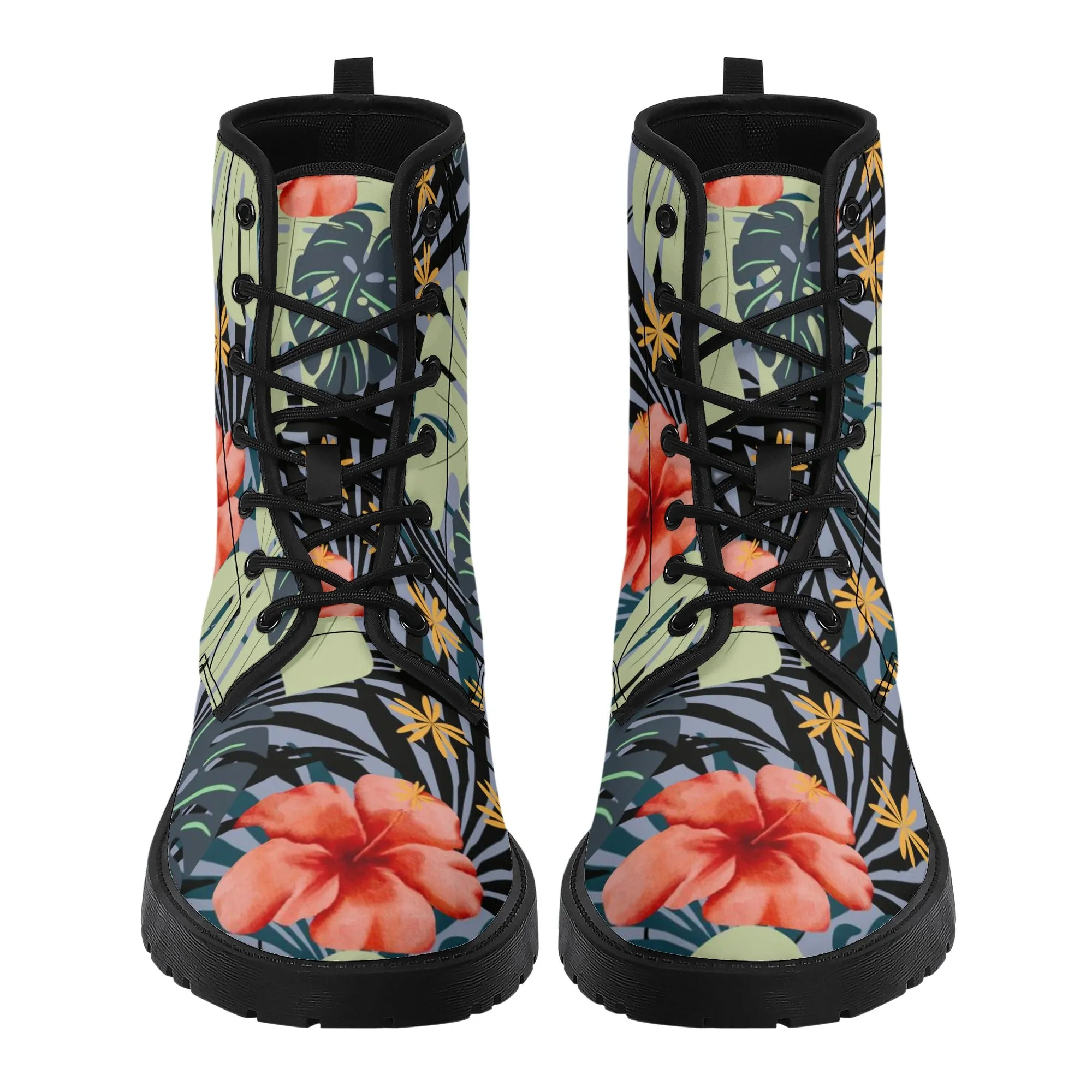 Hawaiian Hibiscus Women's Leather Boots