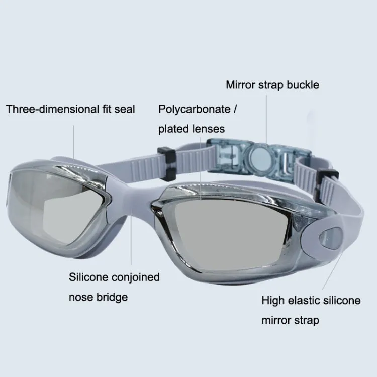 HD Waterproof and Anti-fog Electroplating Swimming Goggles(Black)