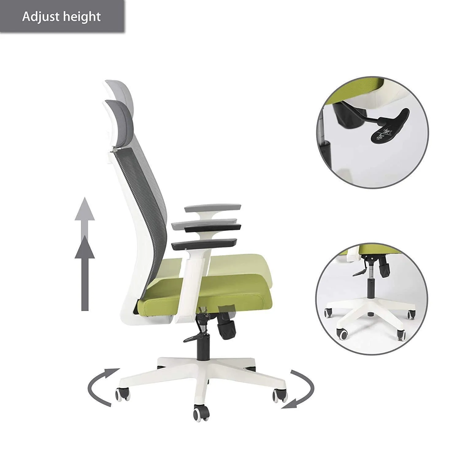 High Back Swivel Chair for Desk with Adjustable Headrest Office Chair Breathable Mesh Ergonomic Desk Chair