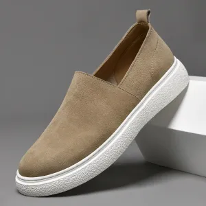 Hnzxzm Spring White Sole Outdoor Sports Shoes Suede Loafers Shallow Cut Designer Leather Shoes Soft Sole Walking Sand Gray Men's Shoes