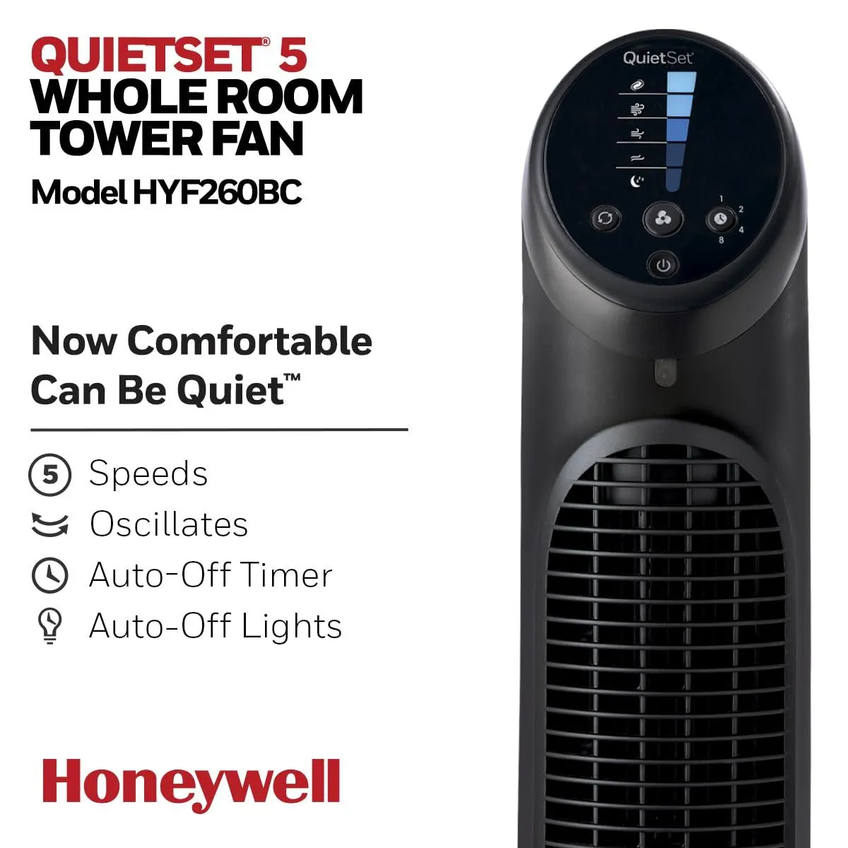 Honeywell HYF260BC QuietSet® Whole Room 40” Tall Tower Fan