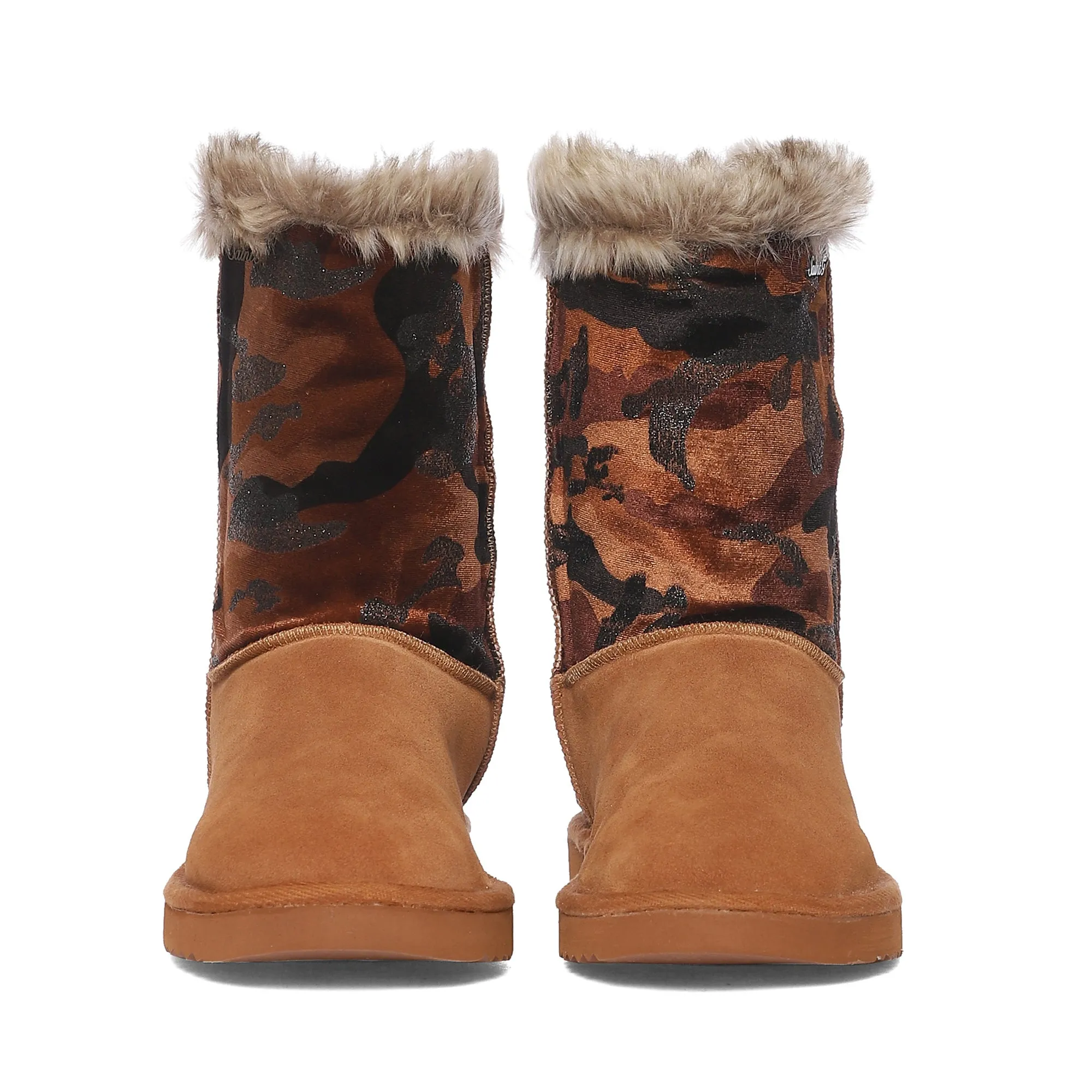 Honora Tan Camo Italian Fabric-Leather Snug Boots