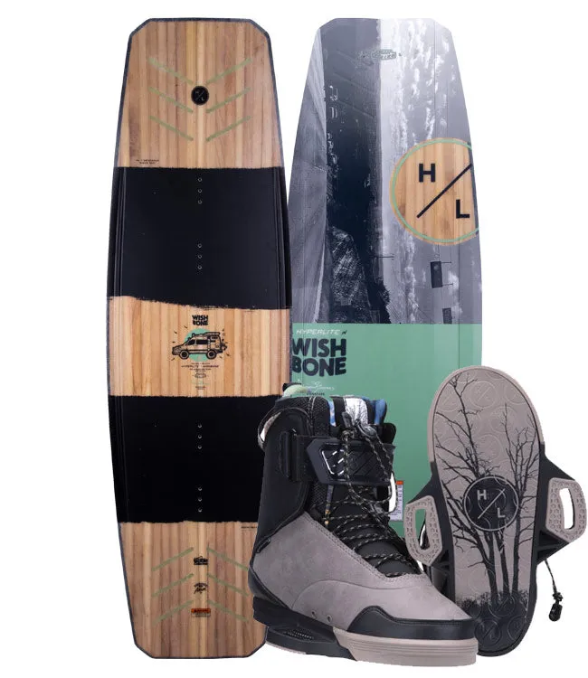 Hyperlite Wishbone Wakeboard Package with Defacto Boots (2022)