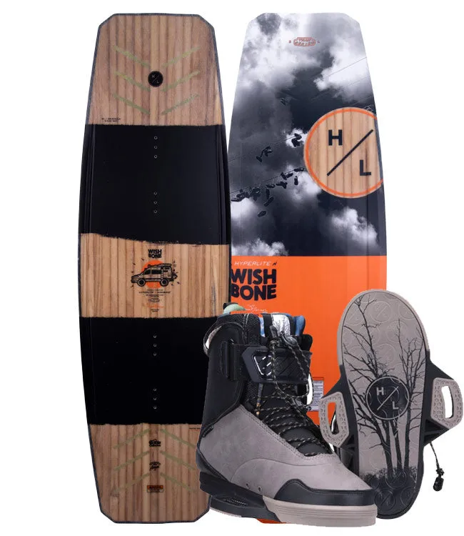 Hyperlite Wishbone Wakeboard Package with Defacto Boots (2022)