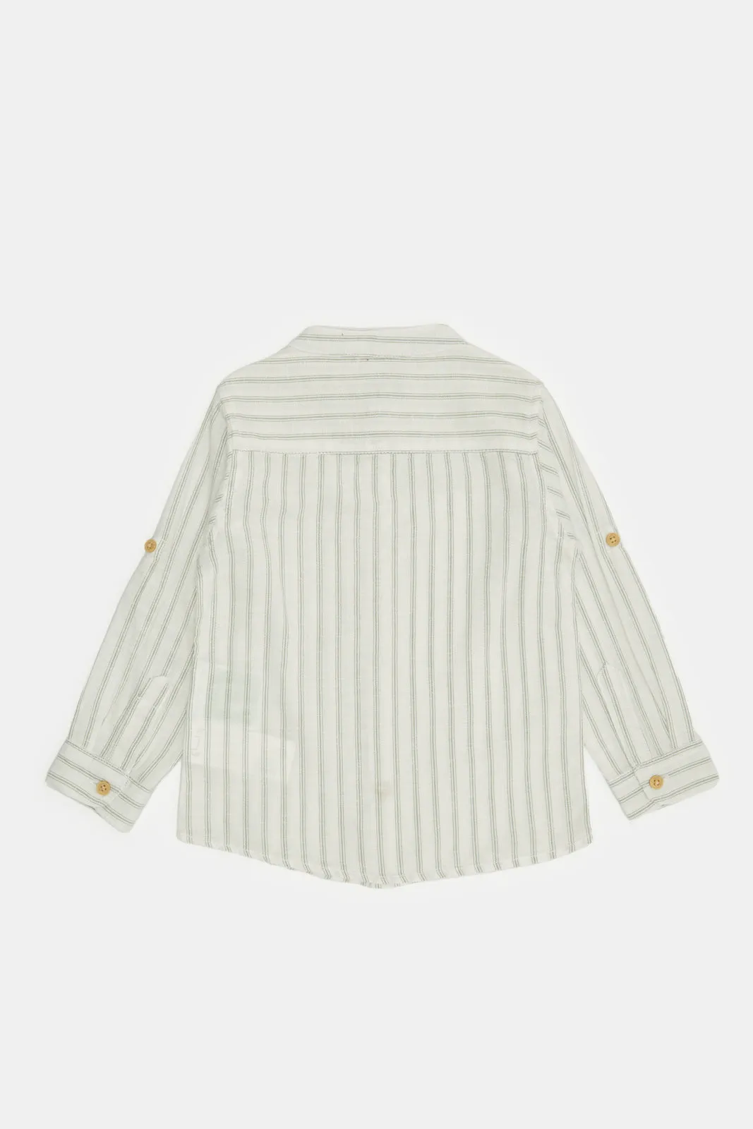 Infant Boys White Striped Mandarin Shirt