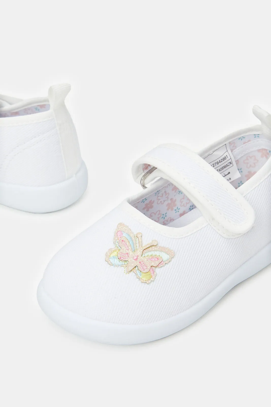 Infant Girls White Butterfly Pump