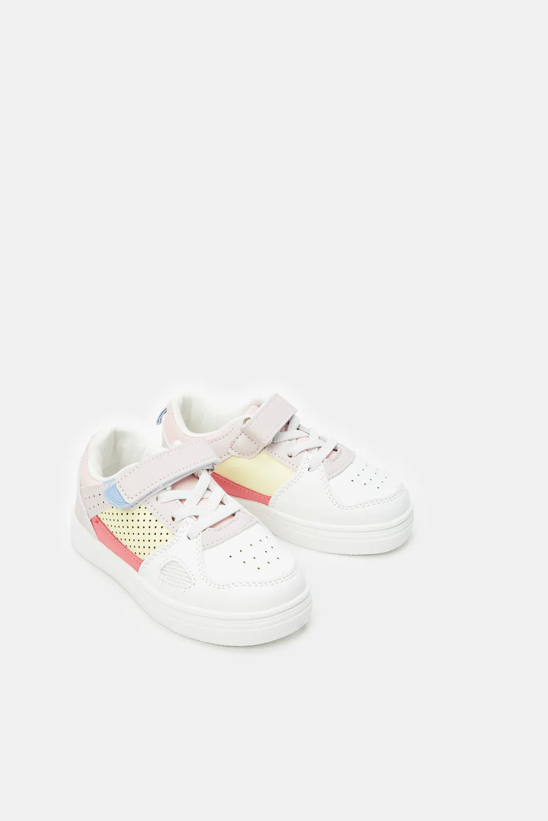 Infant Girls White Color Block Sneaker