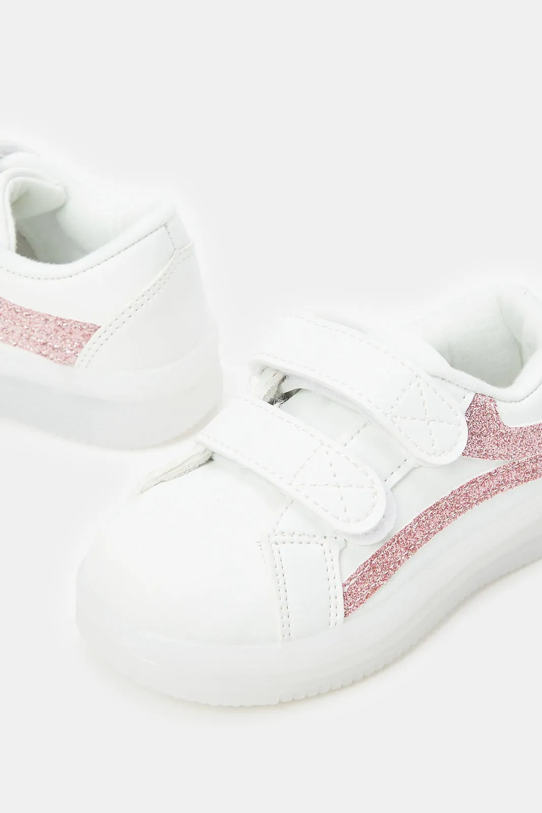 Infant Girls White Double Strap Sneaker