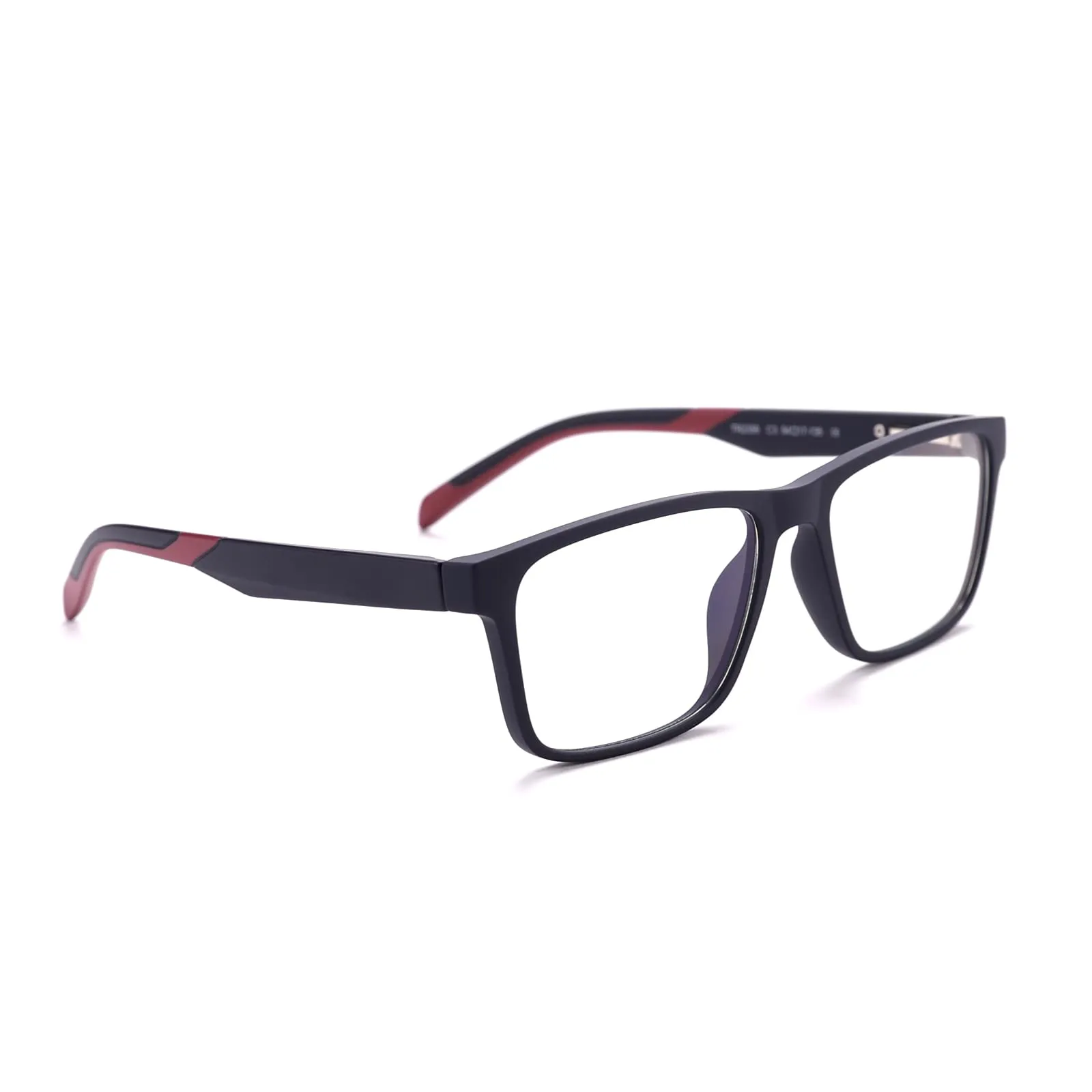 Intellilens | Zero Power Blue Cut Computer Glasses | Anti Glare, Lightweight & Blocks Harmful Rays | UV Protection Specs | For Men & Women | Matte Black & Red | Square | Medium