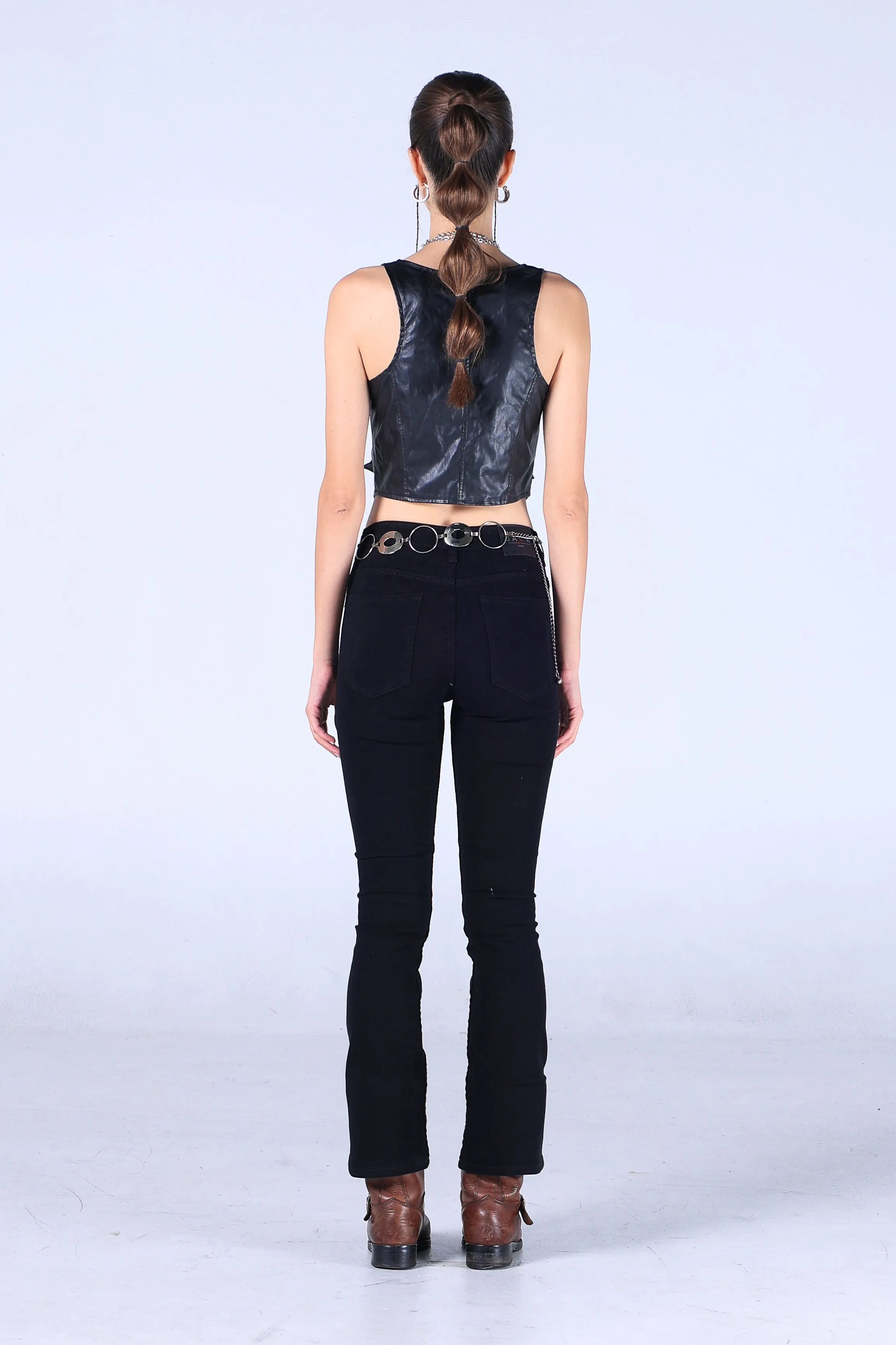 Jack Russel - Women Jeans - Klassik JF-BT/BK Boot Cut Black Mid Waisted