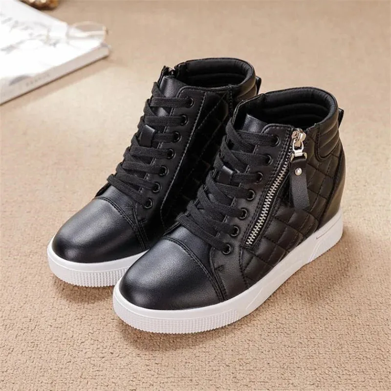 Joskaa 2024 New Microfiber Black Platform Sneakers