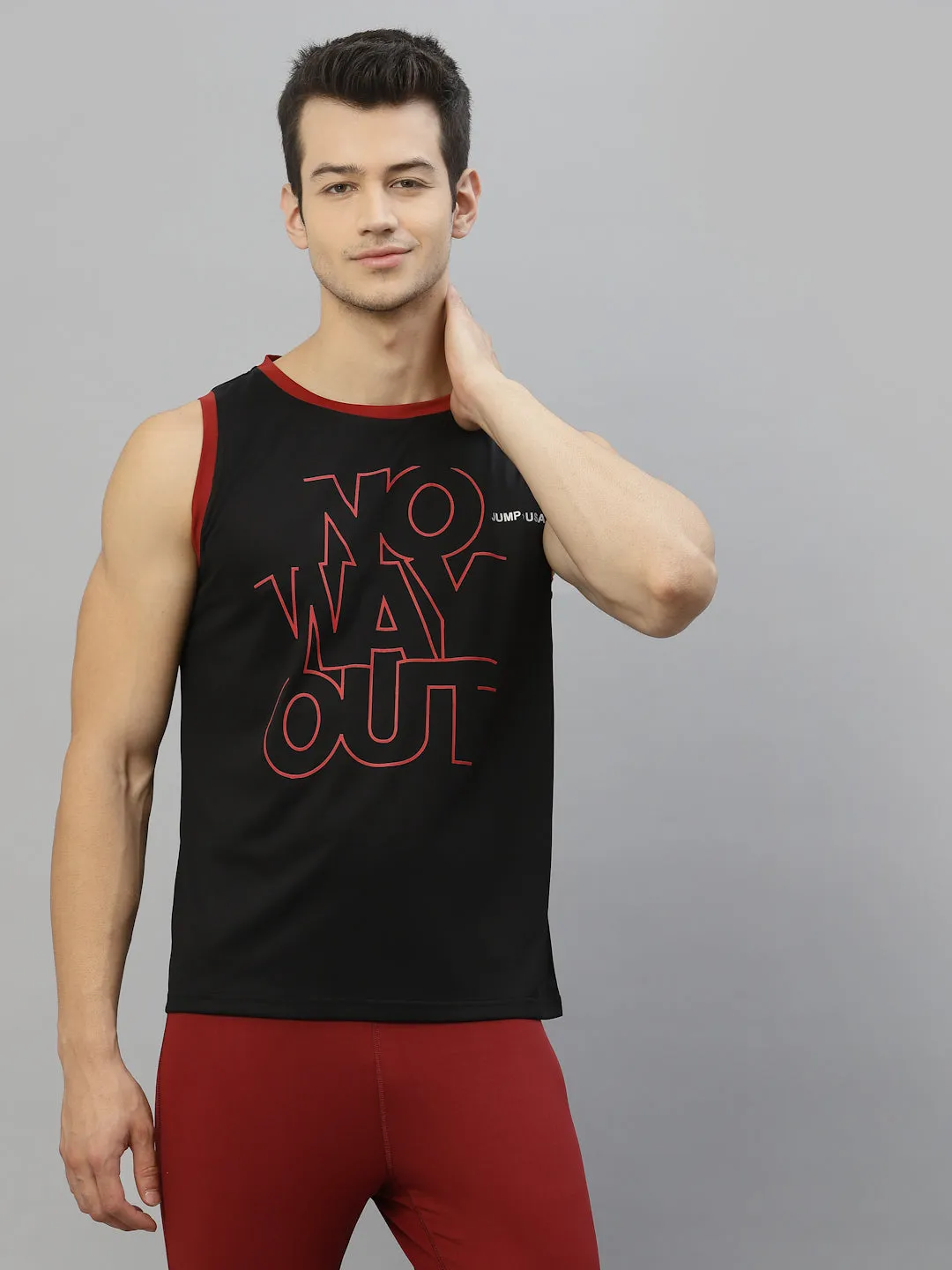 JUMP USA Men Printed Polyester Sleeveless Tank T-shirt