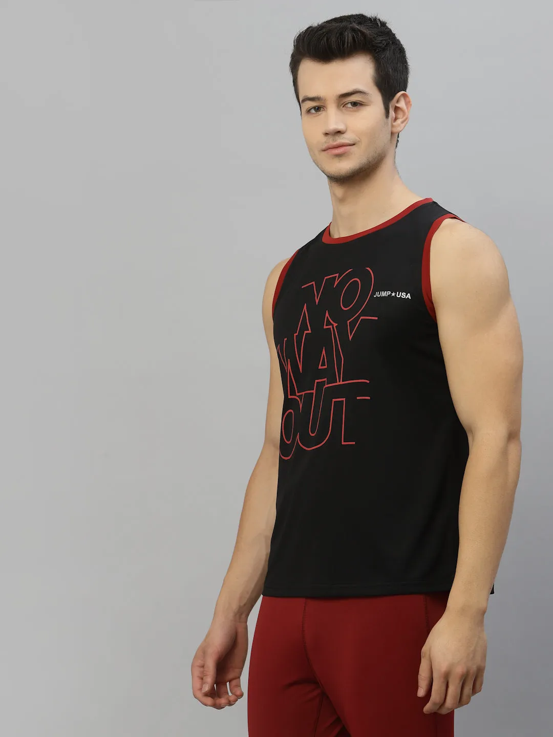 JUMP USA Men Printed Polyester Sleeveless Tank T-shirt