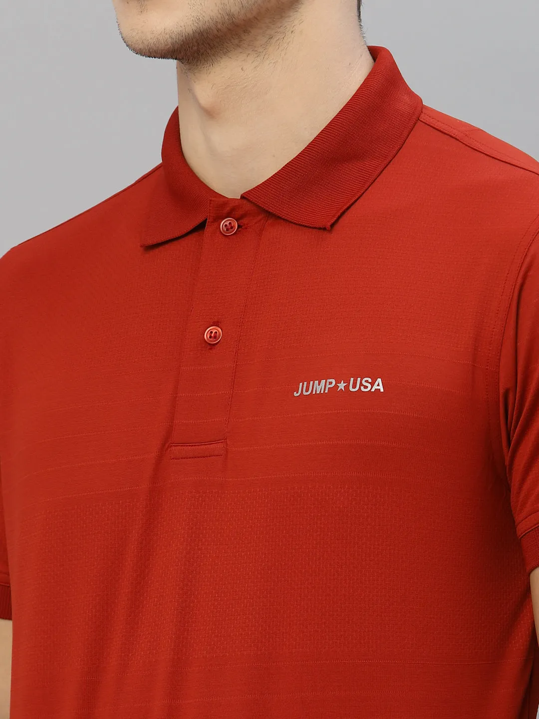 JUMP USA Men Solid Polo Collar Sports  T-Shirt