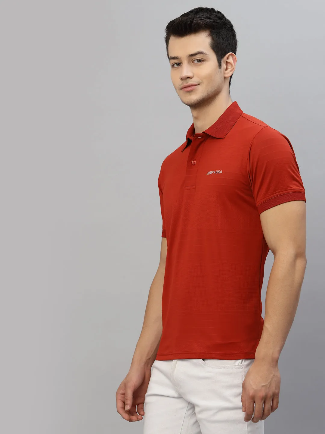 JUMP USA Men Solid Polo Collar Sports  T-Shirt