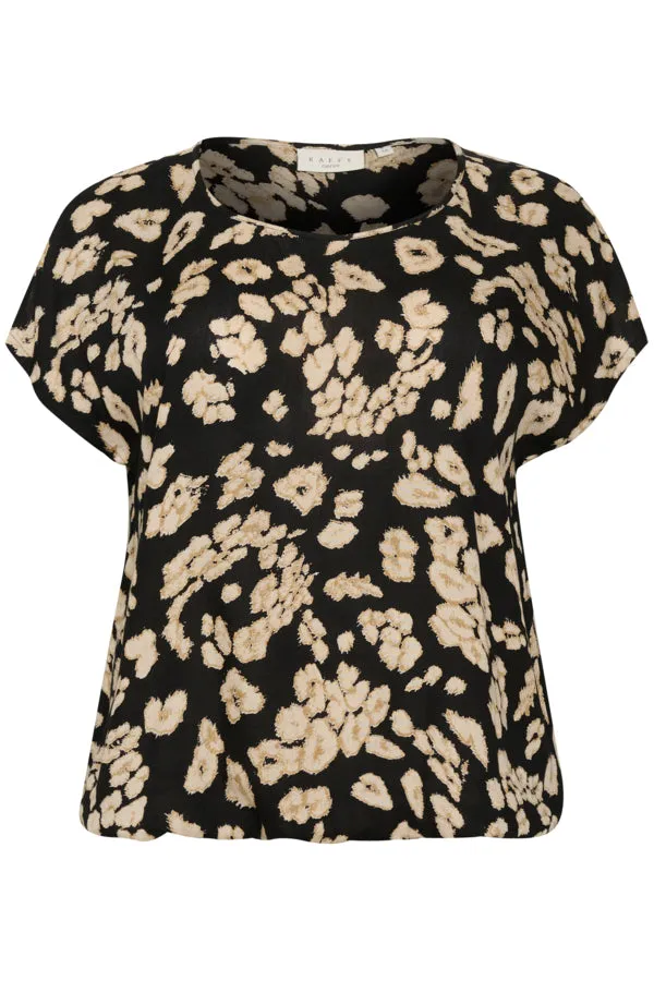 Kaffe Curve Stanley Blouse in Black/Sand Leo Print