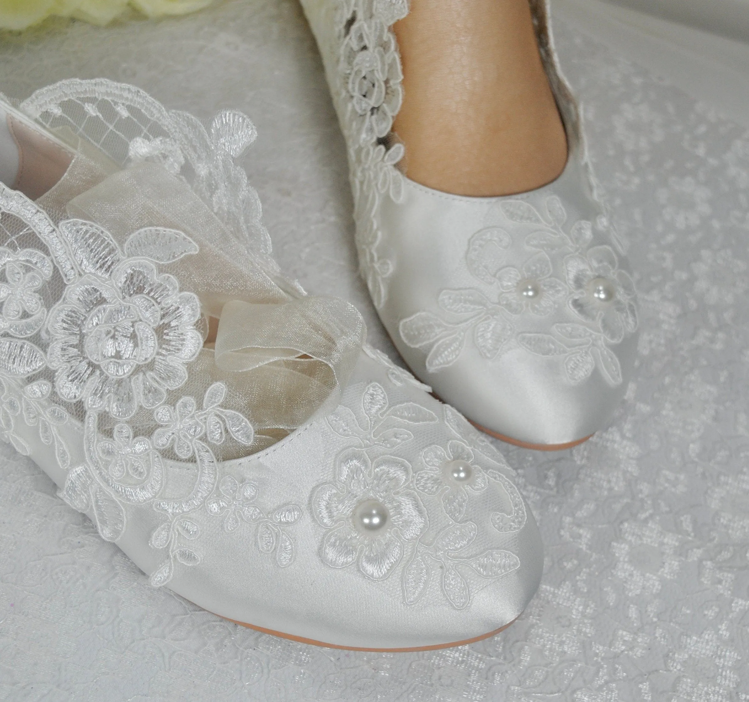 Lace Bridal Shoes Size UK7/US9.5