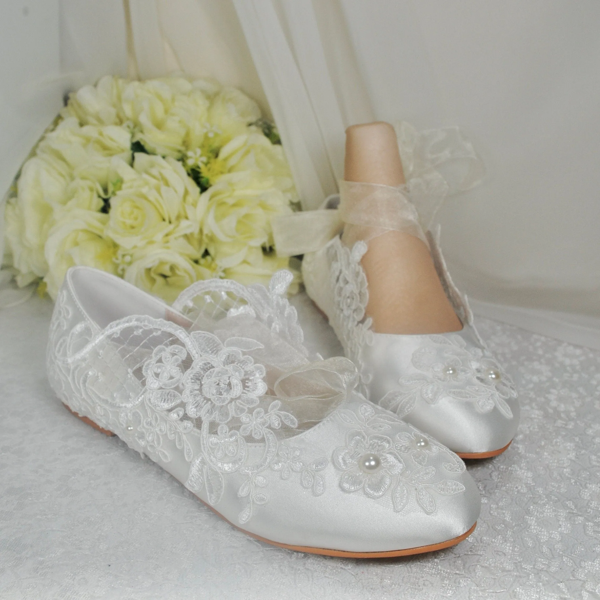 Lace Bridal Shoes Size UK7/US9.5