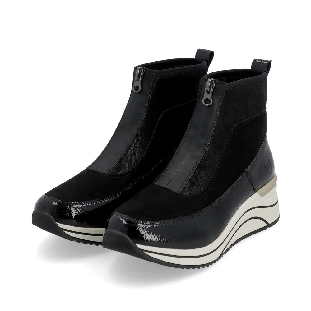 Ladies Remonte Zip Trainer Boots Sneaker Wedge Black D0T71-01 sale