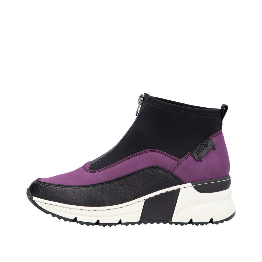 Ladies Rieker Zip Trainer Boots Sneaker Wedge Purple N6352-30 sale