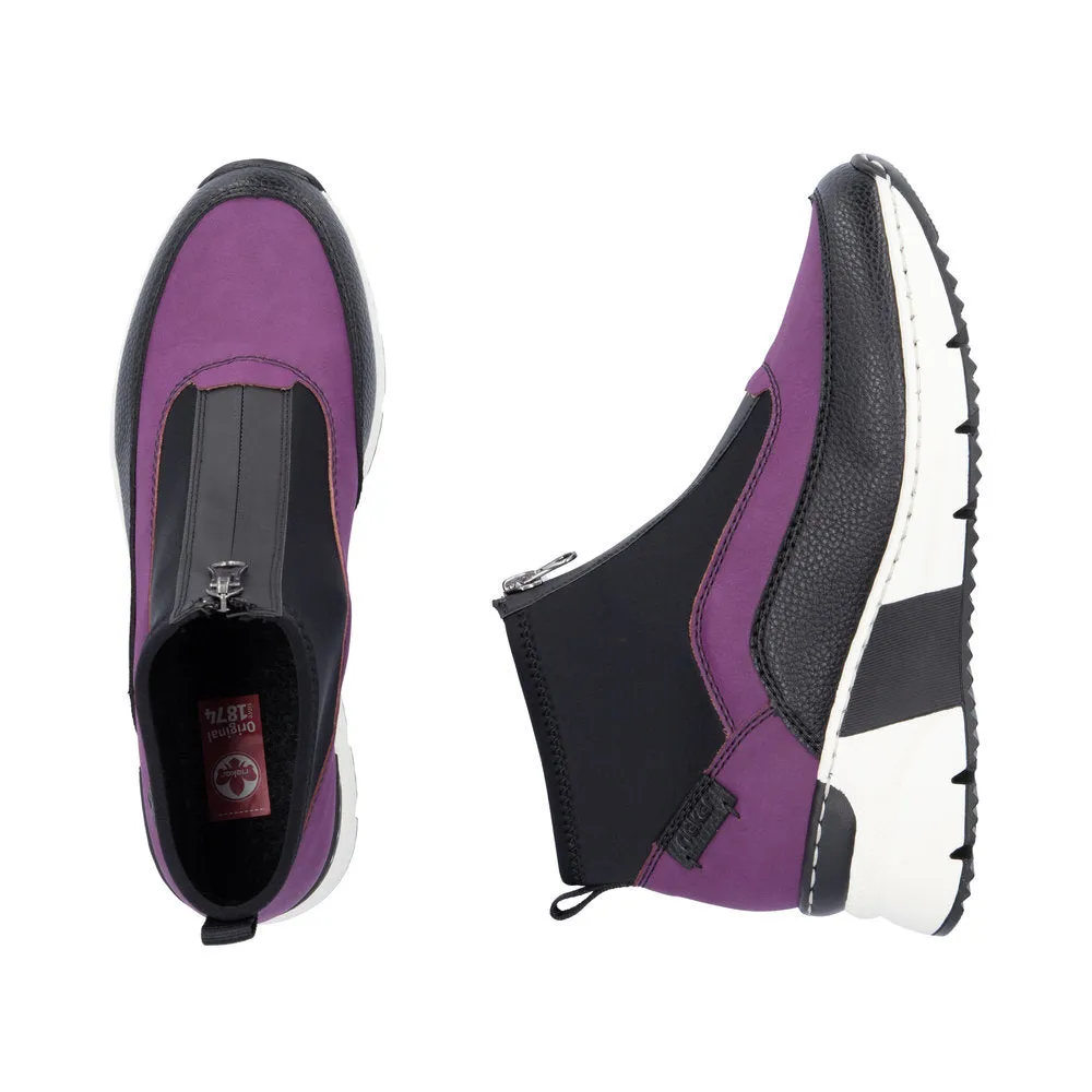 Ladies Rieker Zip Trainer Boots Sneaker Wedge Purple N6352-30 sale