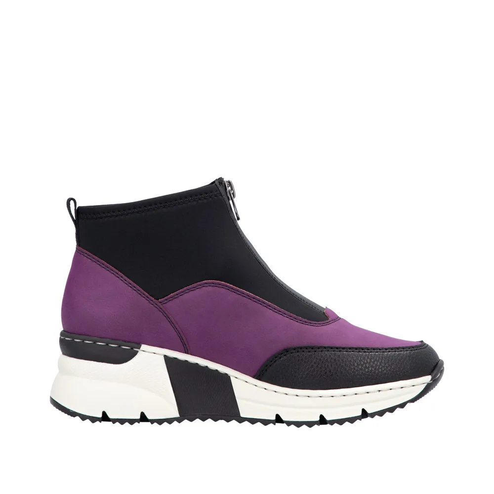 Ladies Rieker Zip Trainer Boots Sneaker Wedge Purple N6352-30 sale