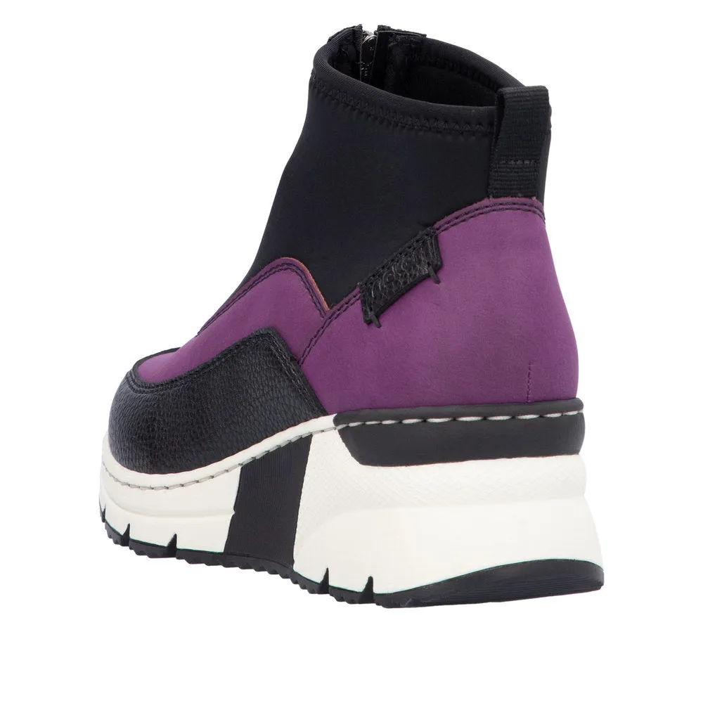 Ladies Rieker Zip Trainer Boots Sneaker Wedge Purple N6352-30 sale