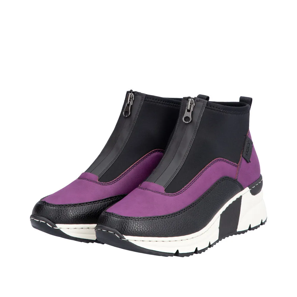 Ladies Rieker Zip Trainer Boots Sneaker Wedge Purple N6352-30 sale