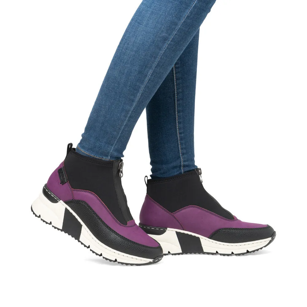 Ladies Rieker Zip Trainer Boots Sneaker Wedge Purple N6352-30 sale