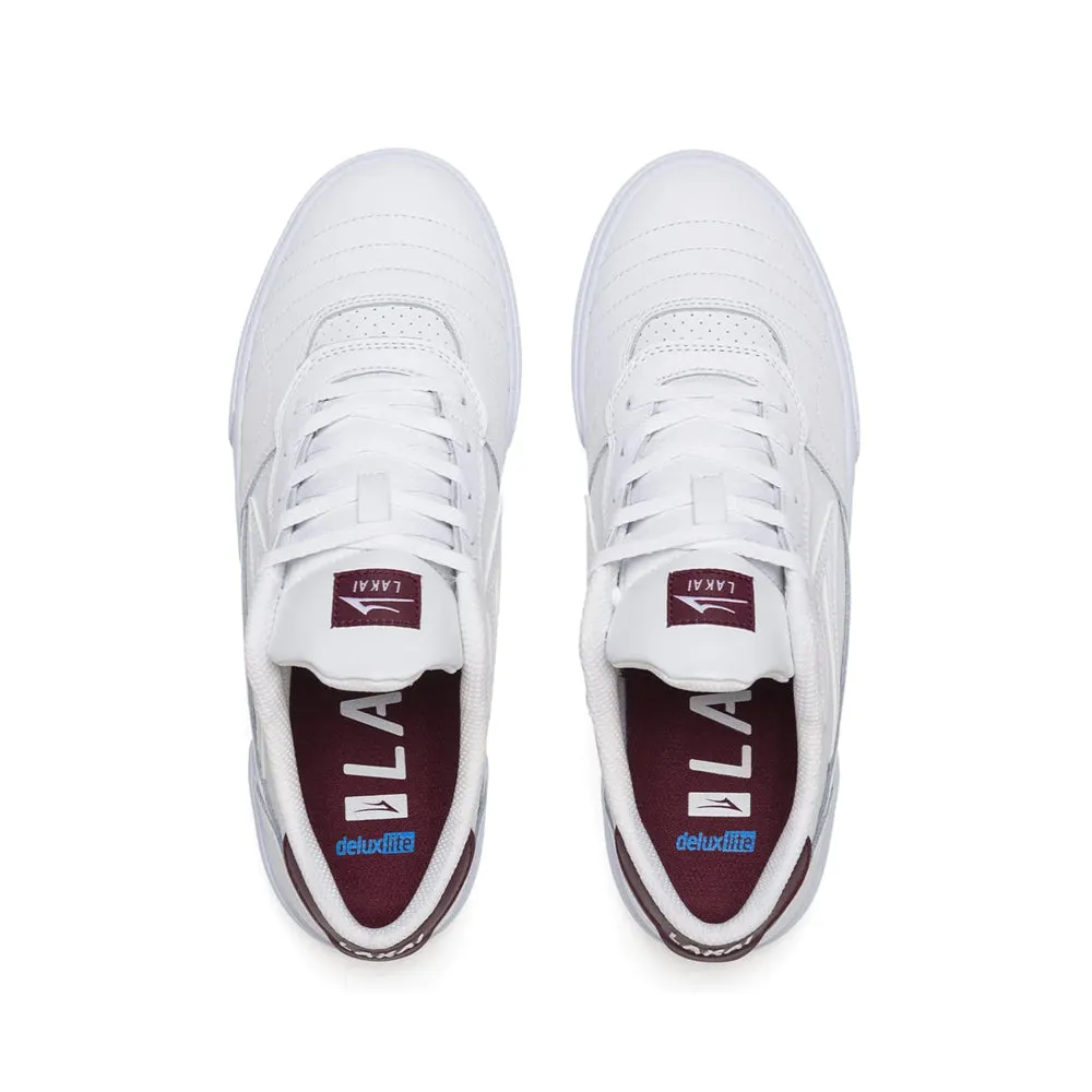 LAKAI CAMBRIDGE // WHITE/BURGUNDY LEATHER