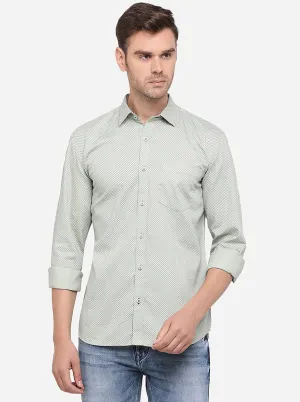 Light Green Printed Slim Fit Semi Casual Shirt | Greenfibre