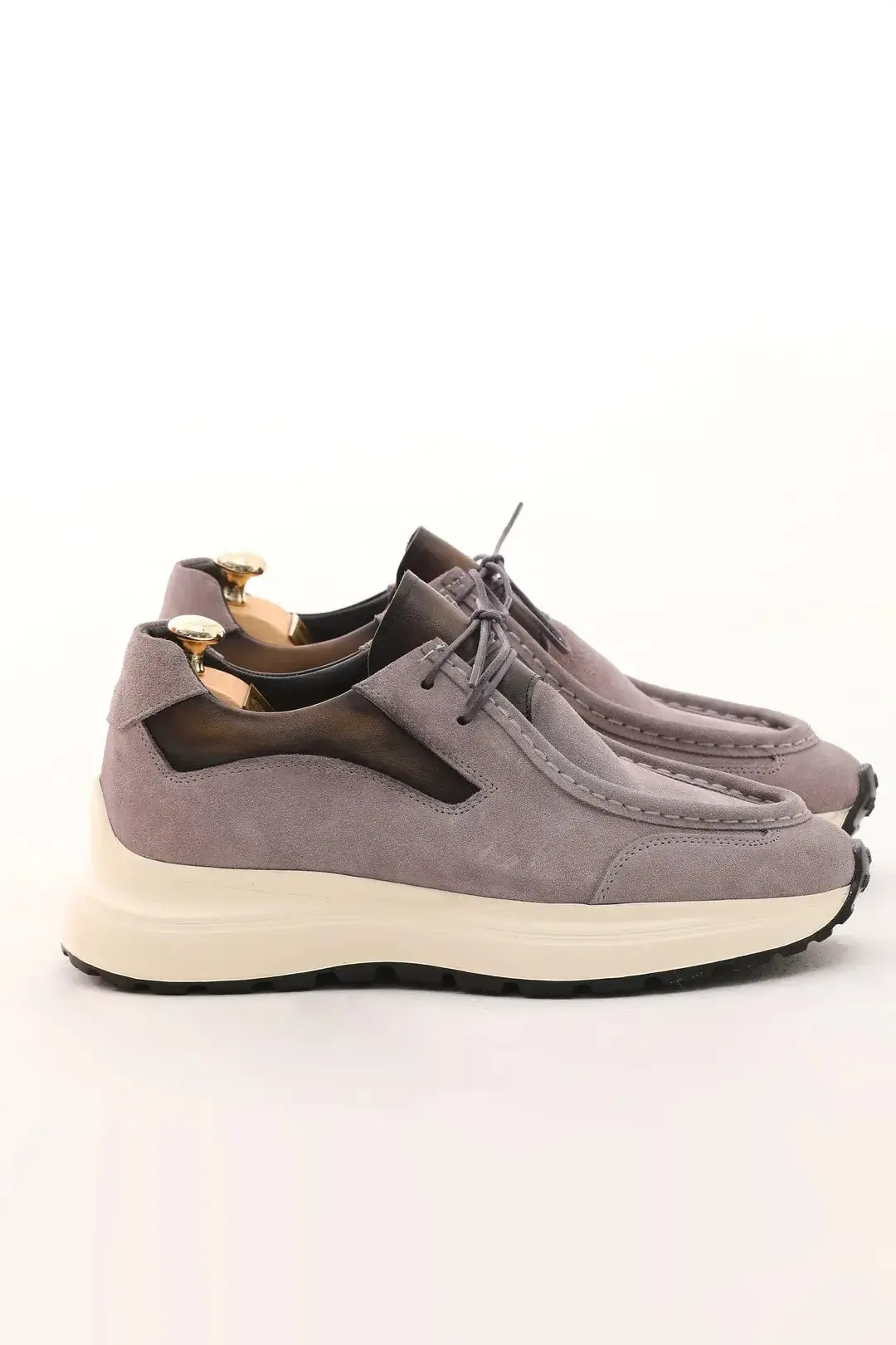 Light Taupe Suede Leather Sneaker