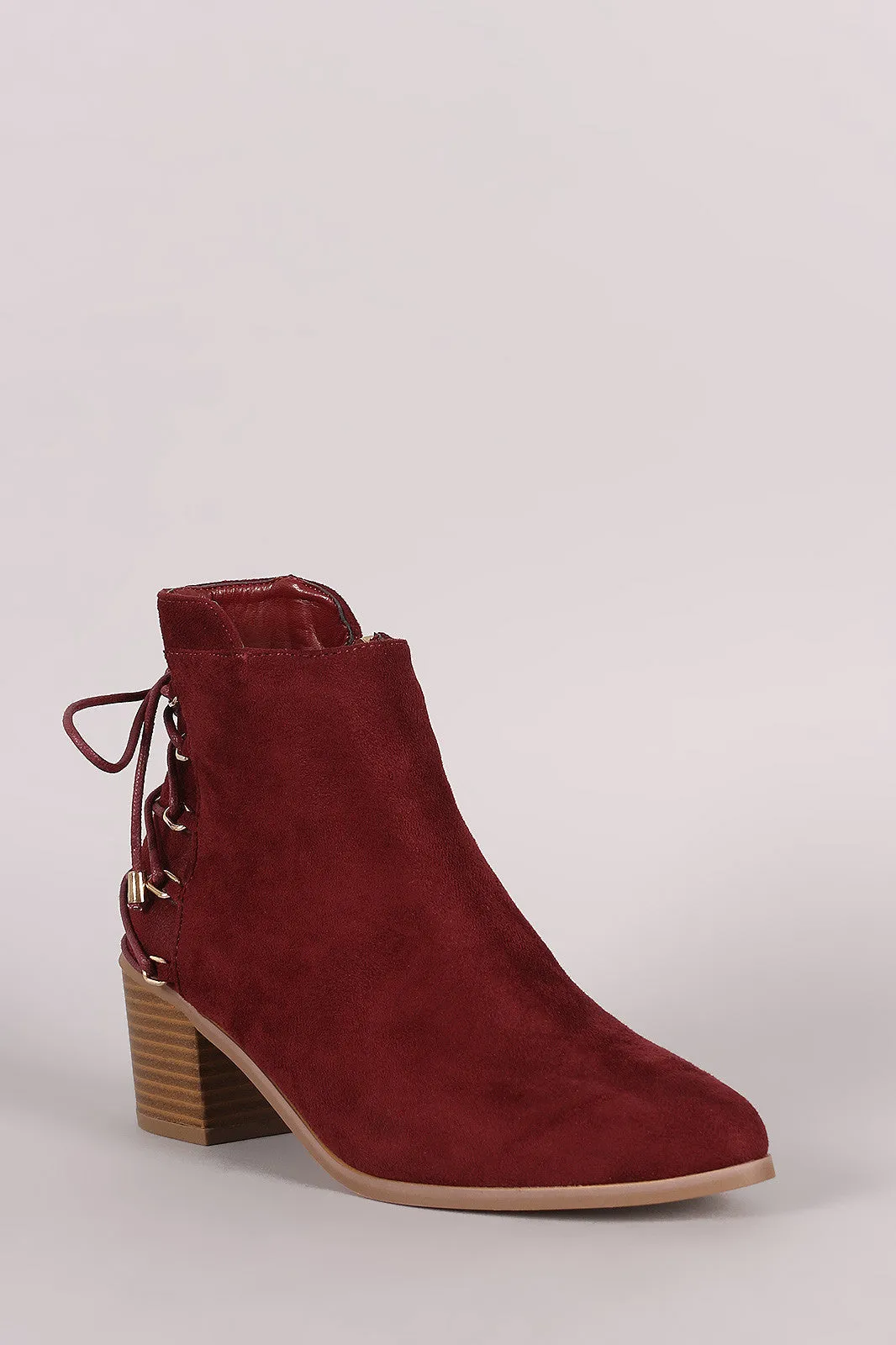 Liliana Suede Back Lace-Up Chunky Heeled Ankle Boots