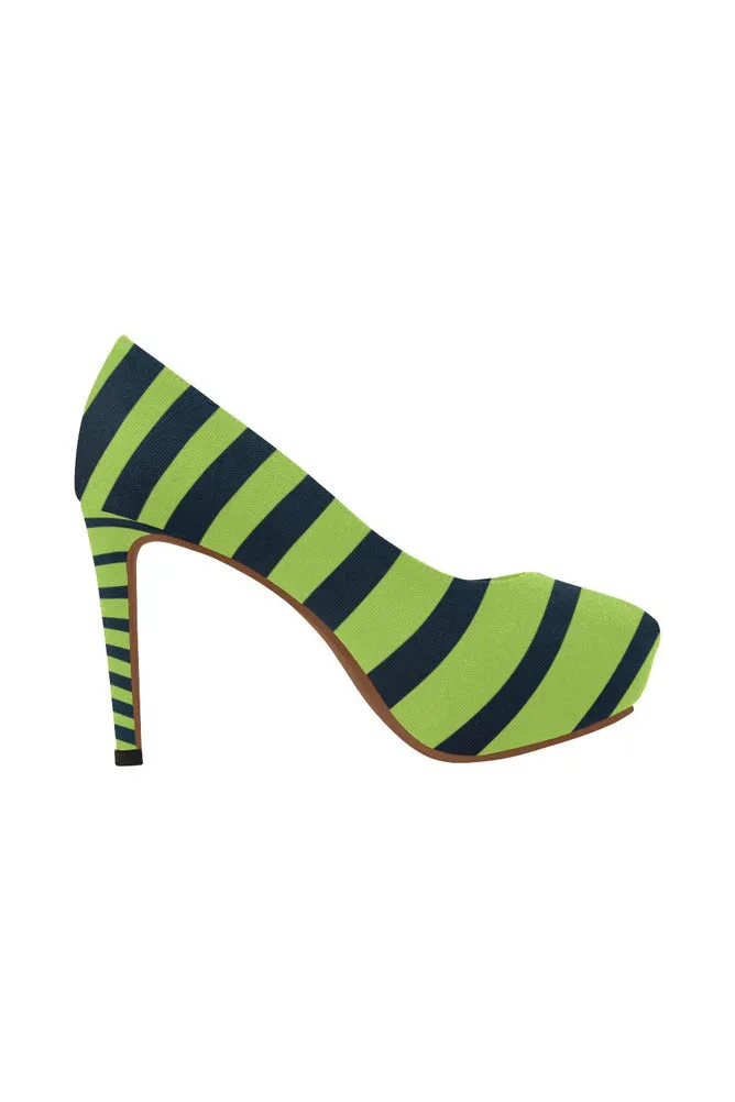 Lime Green Zebra Print Women's High Heels