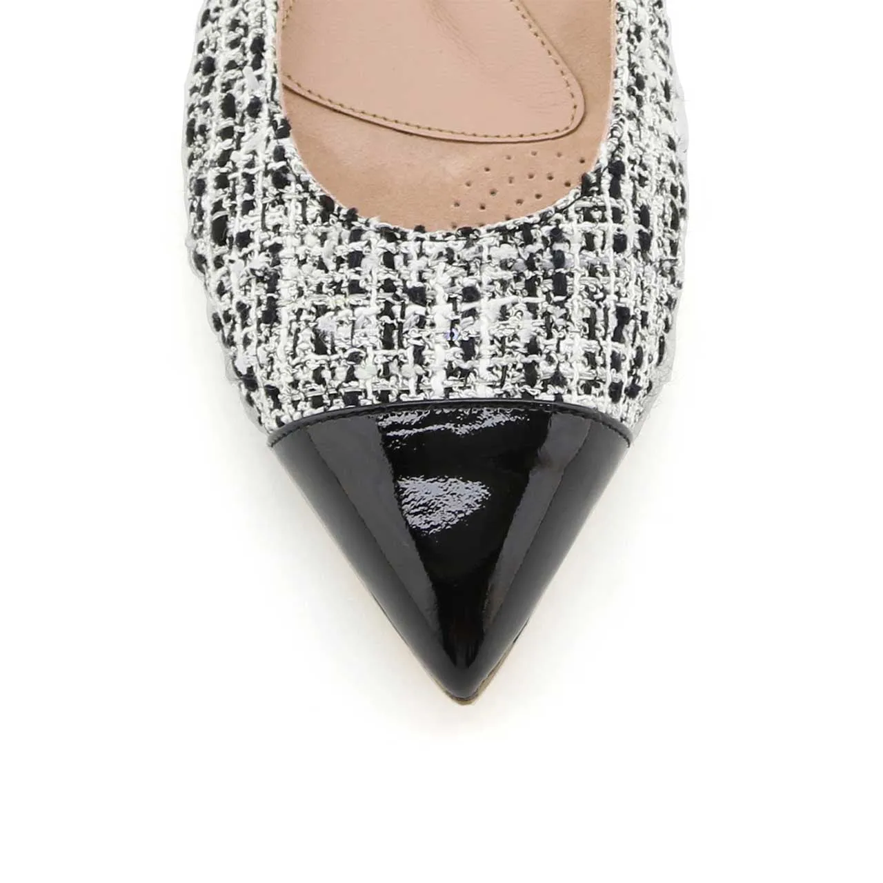 [Limited Edition FW'23] Black & White Mix Tweed Cap Toe Flat