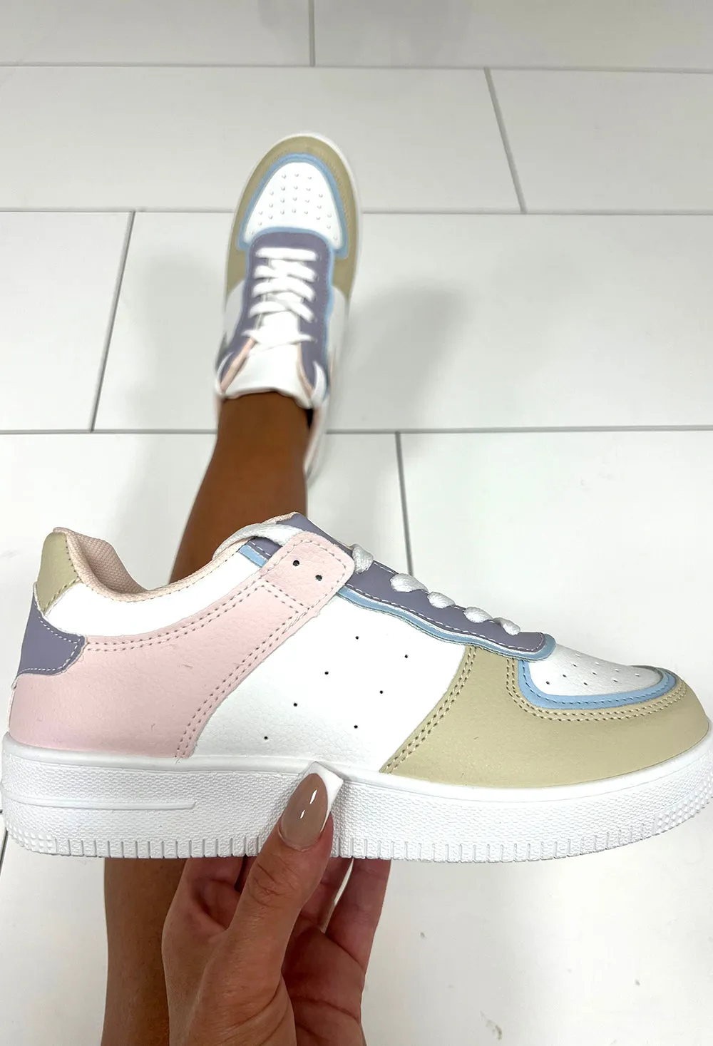 Love Comes First White Pastel Trainers