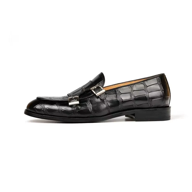 LuxeTex Exotic Texture Modish Monkstrap Dress Shoes