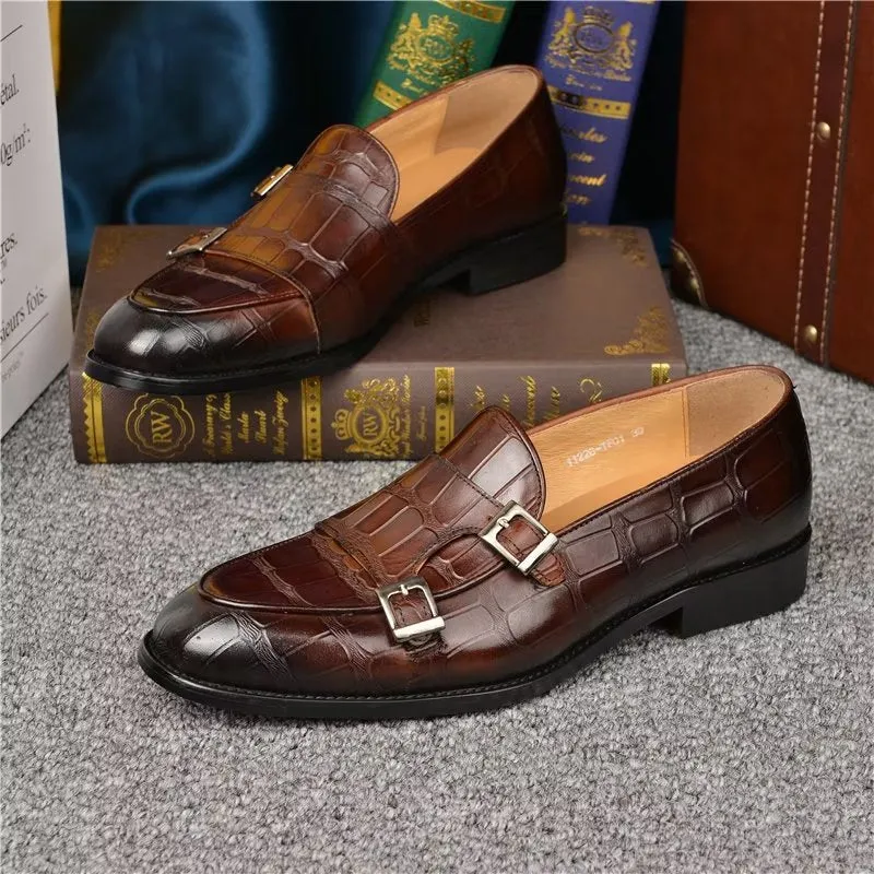 LuxeTex Exotic Texture Modish Monkstrap Dress Shoes