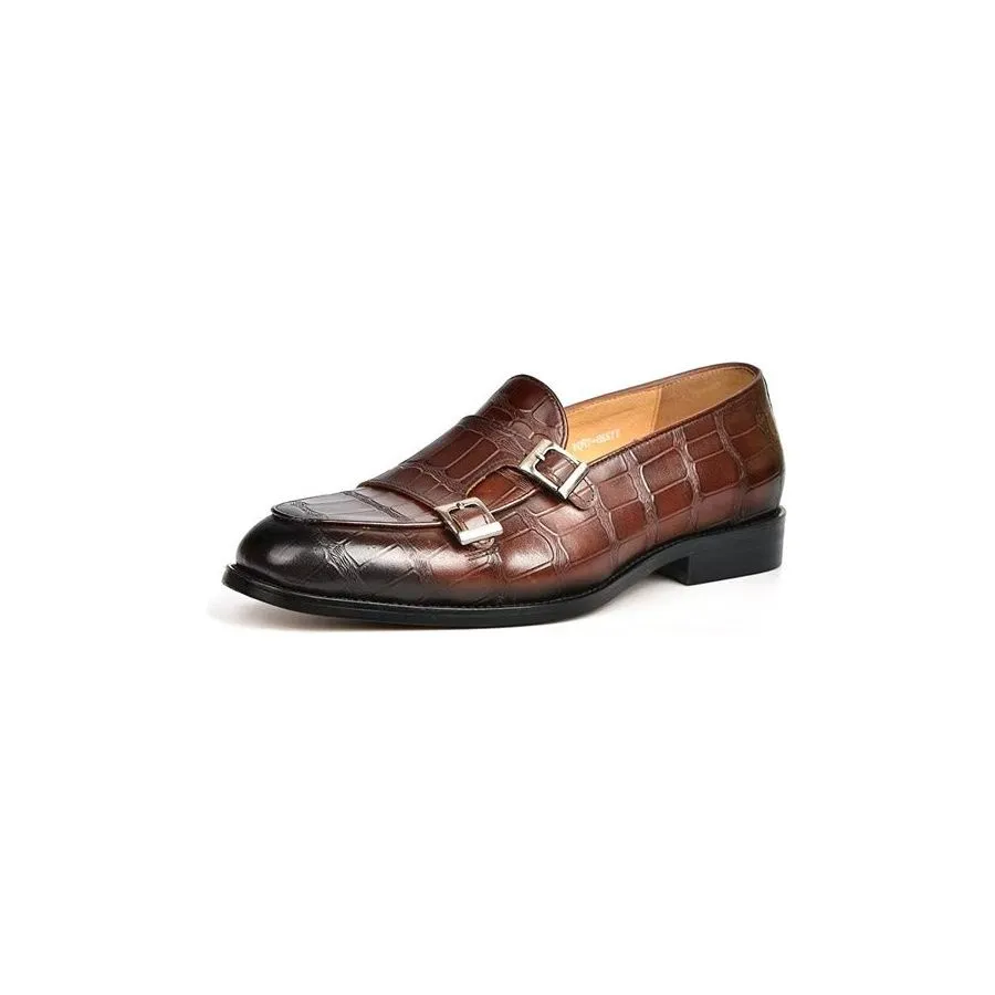 LuxeTex Exotic Texture Modish Monkstrap Dress Shoes