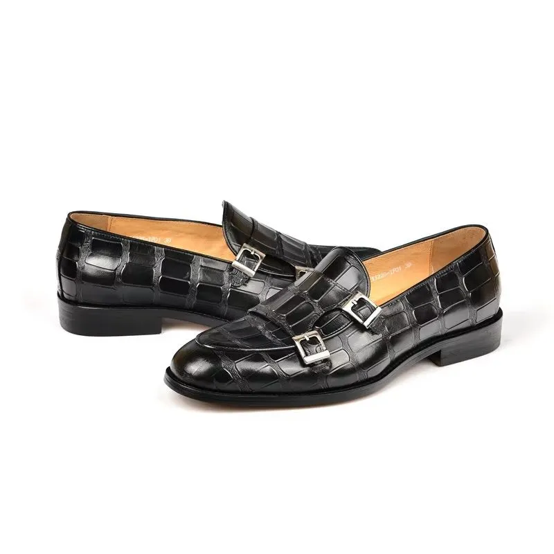 LuxeTex Exotic Texture Modish Monkstrap Dress Shoes