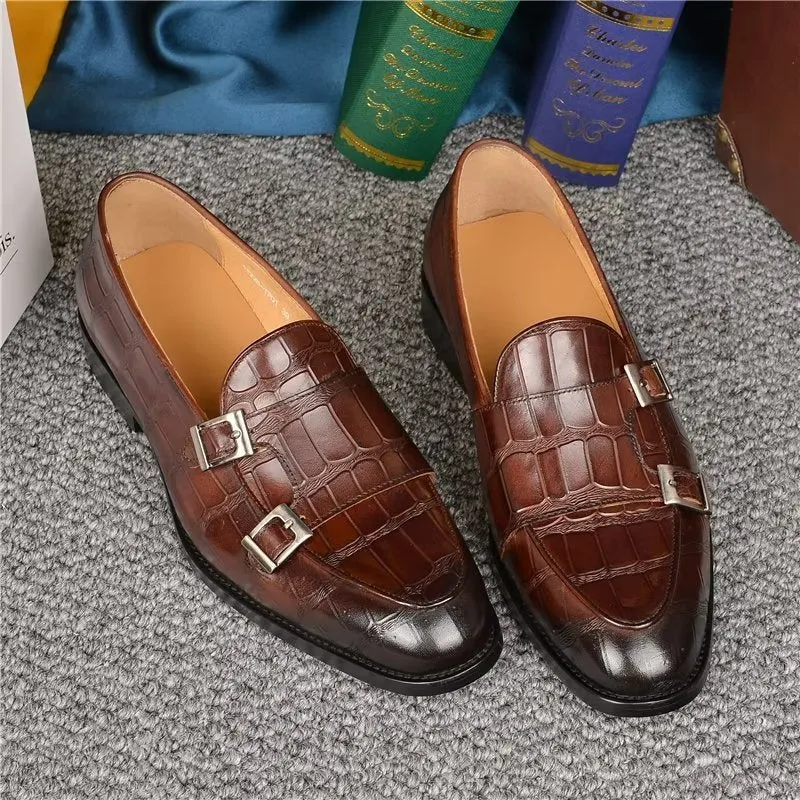 LuxeTex Exotic Texture Modish Monkstrap Dress Shoes