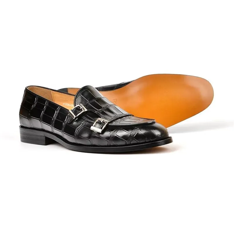 LuxeTex Exotic Texture Modish Monkstrap Dress Shoes