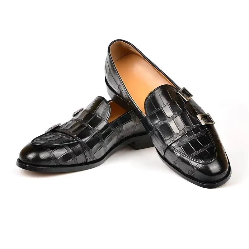 LuxeTex Exotic Texture Modish Monkstrap Dress Shoes