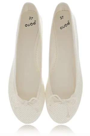 MABLE Off White Patent Ballerinas